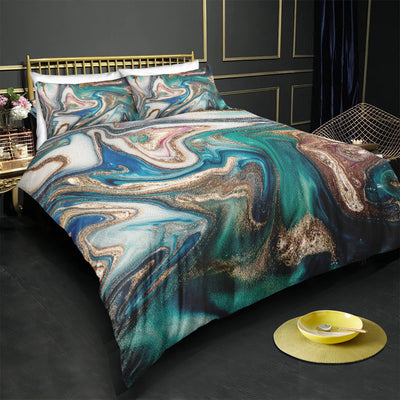 Juego de Cama Mármol Dorado de Tres Piezas - Image 7