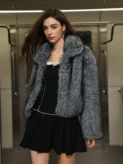 Chaqueta Cálida de Cuello Solapa con Pelaje para Mujer - Image 11