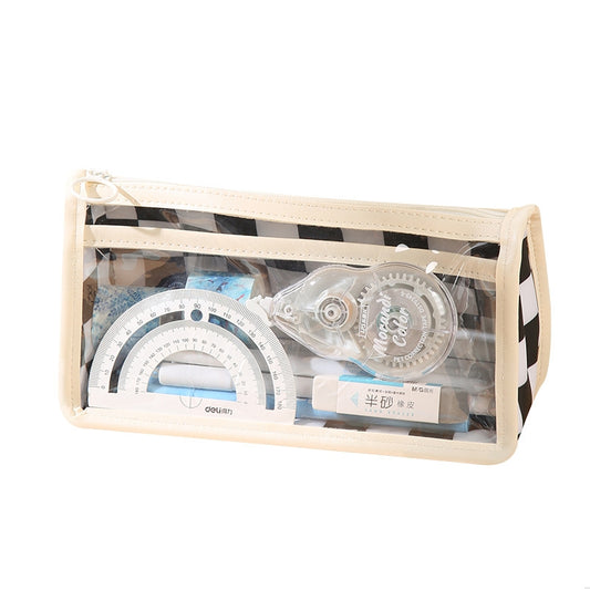 Estuche Transparente Gran Capacidad Diseño Ajedrez - Image 2