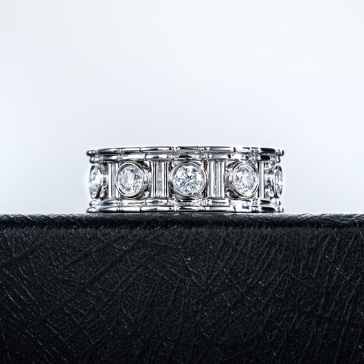Anillo Lujo Ligero Plata 925 con Incrustación Columna Romana y Moissanita para Mujer - Image 12