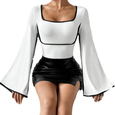 Blusa Mujer Cuello Mao con Mangas Acampanadas - Image 5