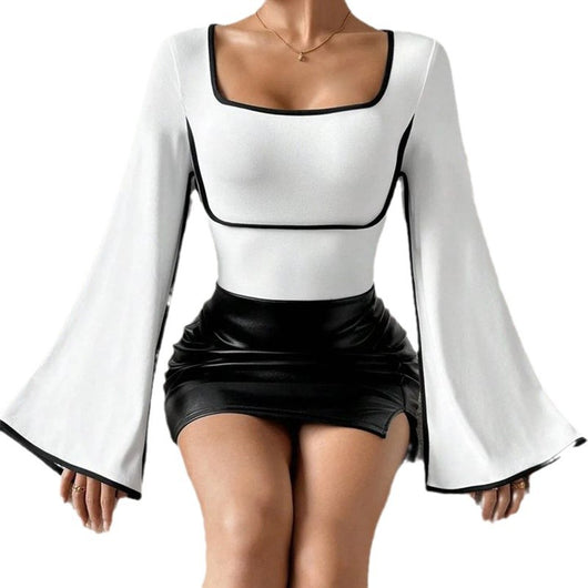 Blusa Mujer Cuello Mao con Mangas Acampanadas - Image 5