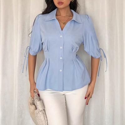 Blusa Ajustada para Mujer con Cintura Ceñida y Cordones - Image 4
