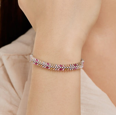Pulsera de Plata Esterlina S925 Mujer Colores Dopamina con Circón