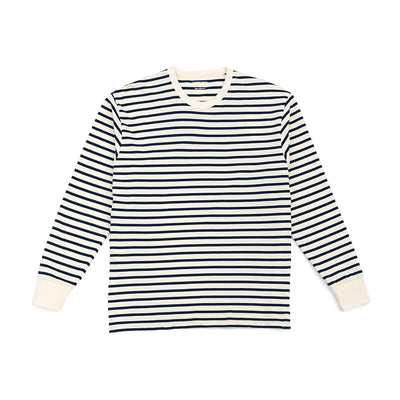 Camiseta Manga Larga a Rayas de Algodón Puro Cuello Redondo para Hombre - Image 6