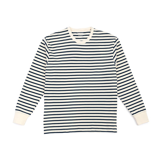 Camiseta Manga Larga a Rayas de Algodón Puro Cuello Redondo para Hombre - Image 6