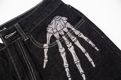 Jeans Negros con Bordado de Calavera para Hombre - Image 11