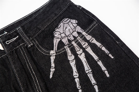 Jeans Negros con Bordado de Calavera para Hombre - Image 11