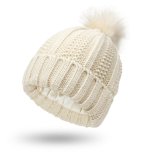 Gorro Tejido de Invierno con Pompón de Pelaje Sintético para Mujer - Image 21