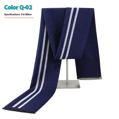 Bufanda Ejecutiva de Cachemira Rayada para Hombre Invierno - Image 7