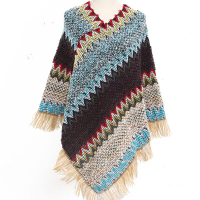 Poncho Étnico Multicolor Cálido para Otoño e Invierno - Image 5