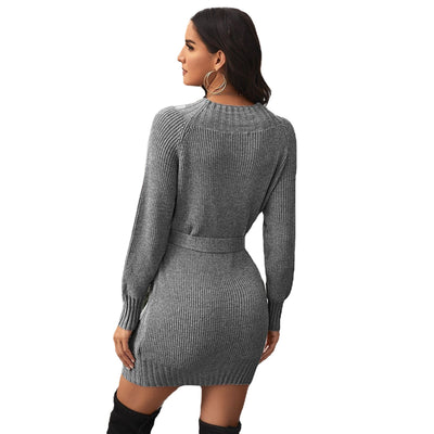 Vestido Midi Cuello Alto Liso Elegante - Image 8