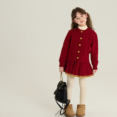 Conjunto Infantil Cardigan Tejido con Falda Plisada - Image 2
