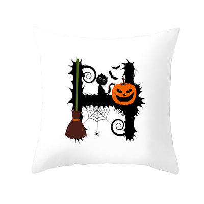 Funda de Cojín de Halloween con Letras Divertidas en Piel de Durazno para Hogar y Oficina - Image 7