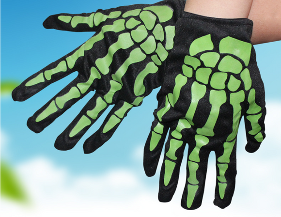 Guantes Fantasma Terrorífico con Calaveras y Huesos para Halloween
