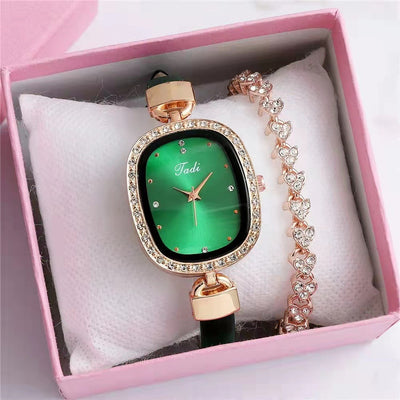 Reloj de Pulsera para Mujer con Brazalete de Diamantes - Conjunto de 2 Piezas - Image 10