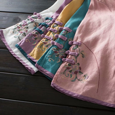 Blusa Tradicional China con Bordado y Cierre Retro en Algodón y Lino - Image 20