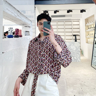 Camisa Hombre Estampado Plumas de Pavo Real - Image 3