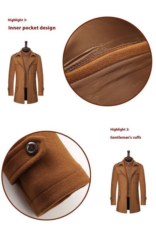 Abrigo de Lana para Hombre Cuello Doble con Cierre Vertical - Image 14