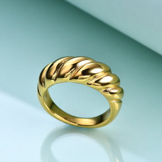 Anillo de Pan Retro Torcido en Acero Titanio - Diseño Creativo Europeo - Image 10