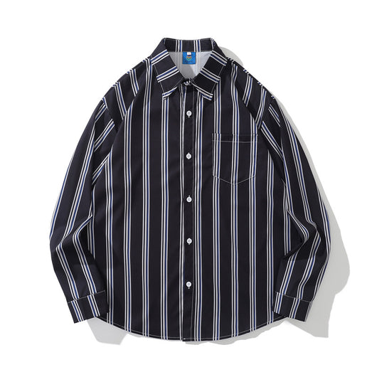 Camisa de Manga Larga con Rayas Contrastantes Estilo Estadounidense para Hombre - Image 12