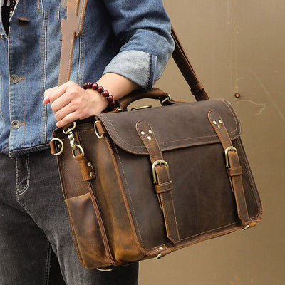 Bolsa Bandolera Hombre Cuero Genuino Crazy Horse Estilo Retro Vintage - Image 11