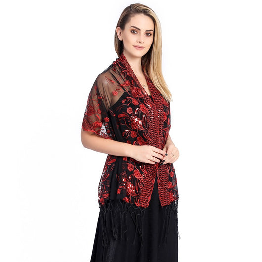 Chal de Gala Elegante con Lentejuelas y Borlas para Novia - Image 31