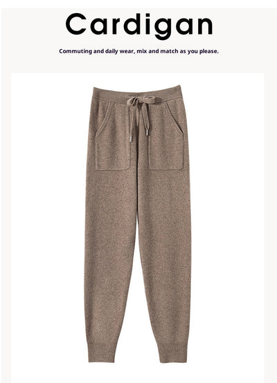 Pantalones de Punto Otoño-Invierno para Mujer, Cintura Alta Drapeado Elegante Efecto Adelgazante - Image 27