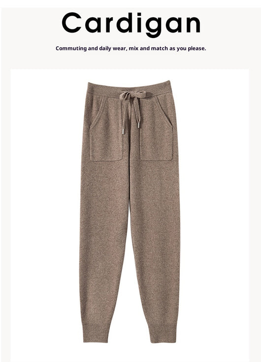 Pantalones de Punto Otoño-Invierno para Mujer, Cintura Alta Drapeado Elegante Efecto Adelgazante - Image 27