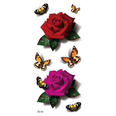 Tatuajes Temporales de Rosas y Mariposas - Impresión a Color Resistente al Agua - Image 56