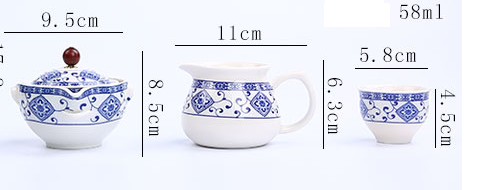 Juego de Tetera y Tazas de Cerámica Azul y Blanco - Image 15