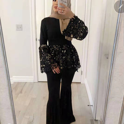 Blusa Elegante Talla Grande con Encaje y Mangas Acampanadas para Mujer - Image 14