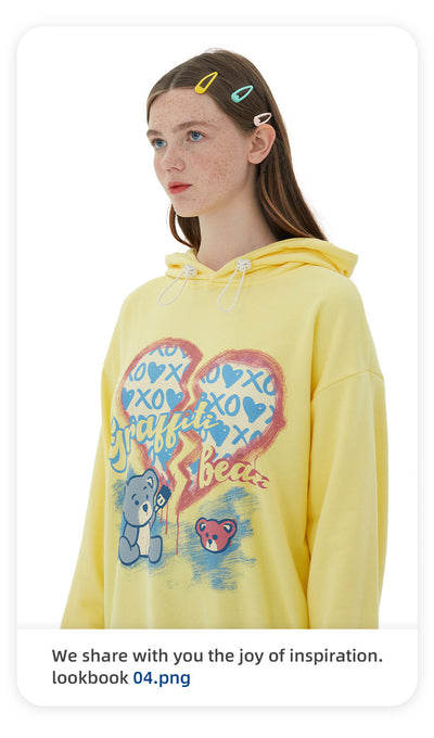 Sudadera con Capucha Suelta para Pareja - Diseño Osito Amor - Image 2