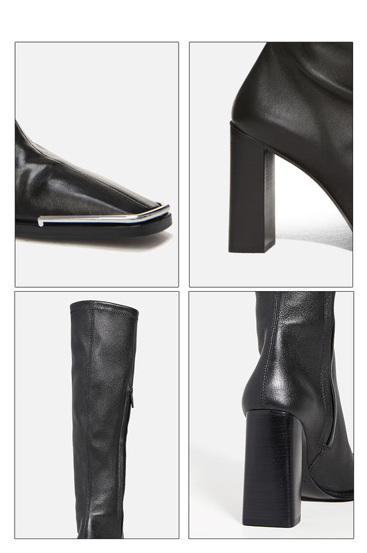 Botas Altas de Cuero con Tacón Robusto y Silueta Ajustada - Image 10