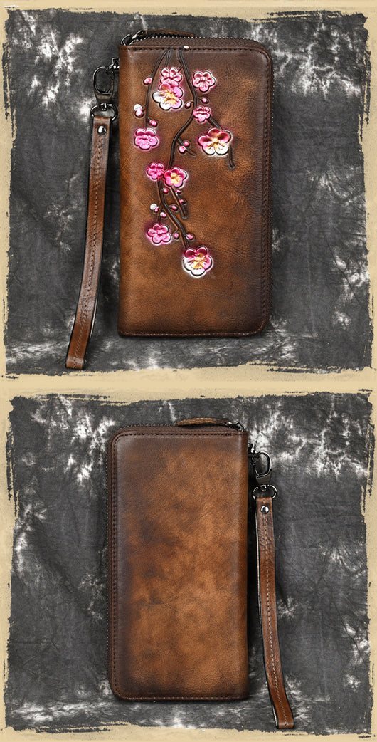 Billetera de Cuero Grabado con Múltiples Compartimentos para Tarjetas - Bolso de Mano para Mujer - Image 12