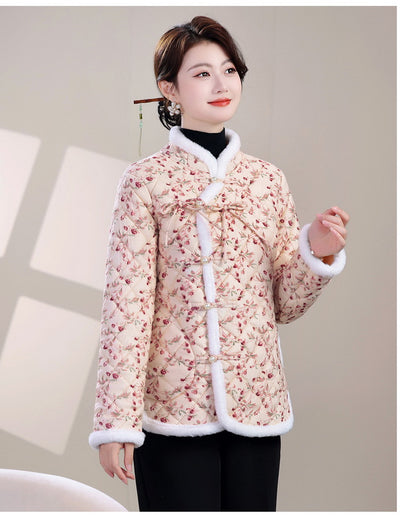 Chaqueta de Algodón Estilo Oriental con Cierre Diagonal e Impreso Floral - Image 16