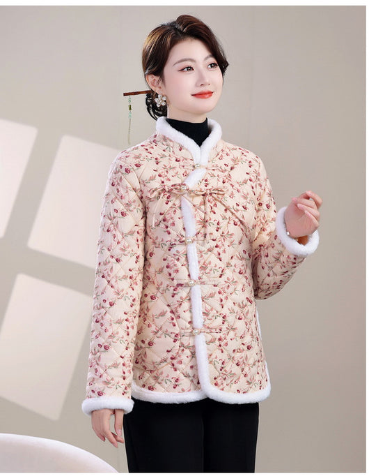 Chaqueta de Algodón Estilo Oriental con Cierre Diagonal e Impreso Floral - Image 16