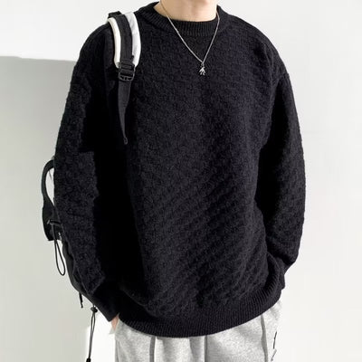 Suéter Jacquard a Cuadros Premium para Hombre - Tejido Holgado Primavera Otoño - Image 3