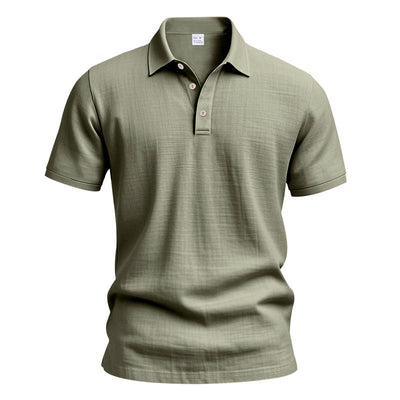 Polo Casual Británico Hombre con Cuello Solapa y Cierre de Hebilla en Lino - Image 9