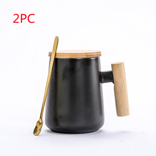 Taza de Oficina Retro Cerámica Negro y Blanco con Tapa - Image 13