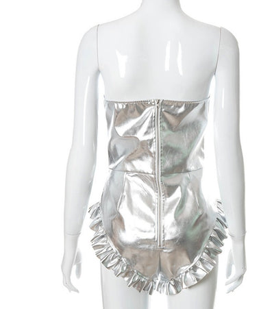 Shorts de Cuero PU Cintura Alta con Brillo Personalidad - Image 19