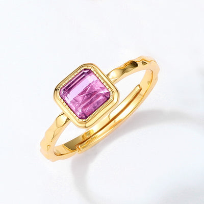 Anillo de Amatista Natural Cuadrado para Mujer - Image 9