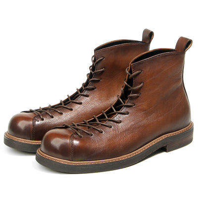 Botas Martin para Hombre de Cuero Genuino Estilo Vintage Amekaji - Image 5