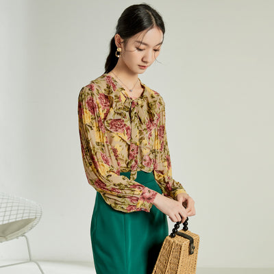 Camisa Retro Floral Suelta Estilo Hong Kong para Mujer - Image 9