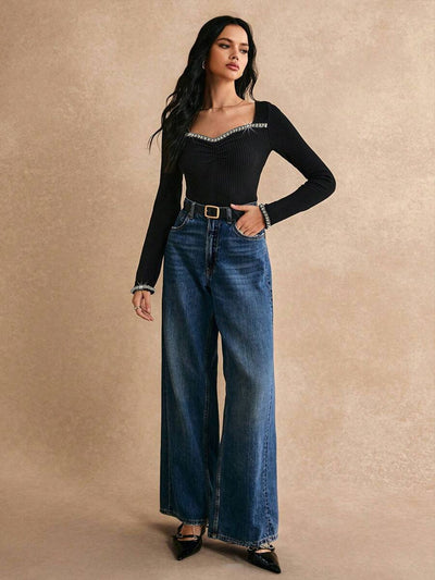 Blusa Base Layer Ajustada con Strass para Mujer - Image 7