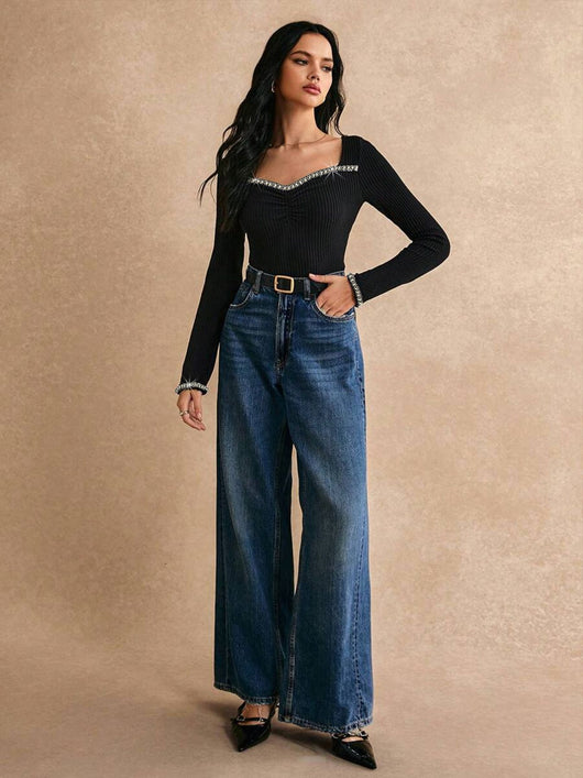 Blusa Base Layer Ajustada con Strass para Mujer - Image 7