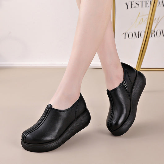Zapatos de Cuero Genuino para Mujer con Tacón Alto y Plataforma