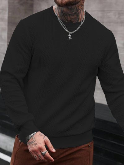 Playera Casual Holgada para Hombre con Cuello Redondo y Textura Jacquard - Image 20
