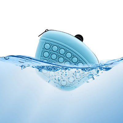 Light blue silicone pet treat pouch with a pop-it fidget design and black zipper closure. - Image 9