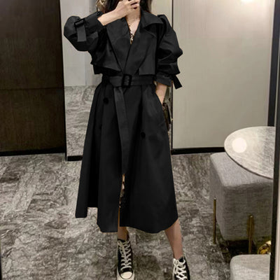 Abrigo Trinchera Doble Botonadura Oversized - Elegancia Coreana para Primavera - Image 3